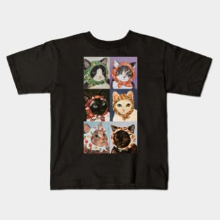 six cats wearing head scarf painting Kids T-Shirt